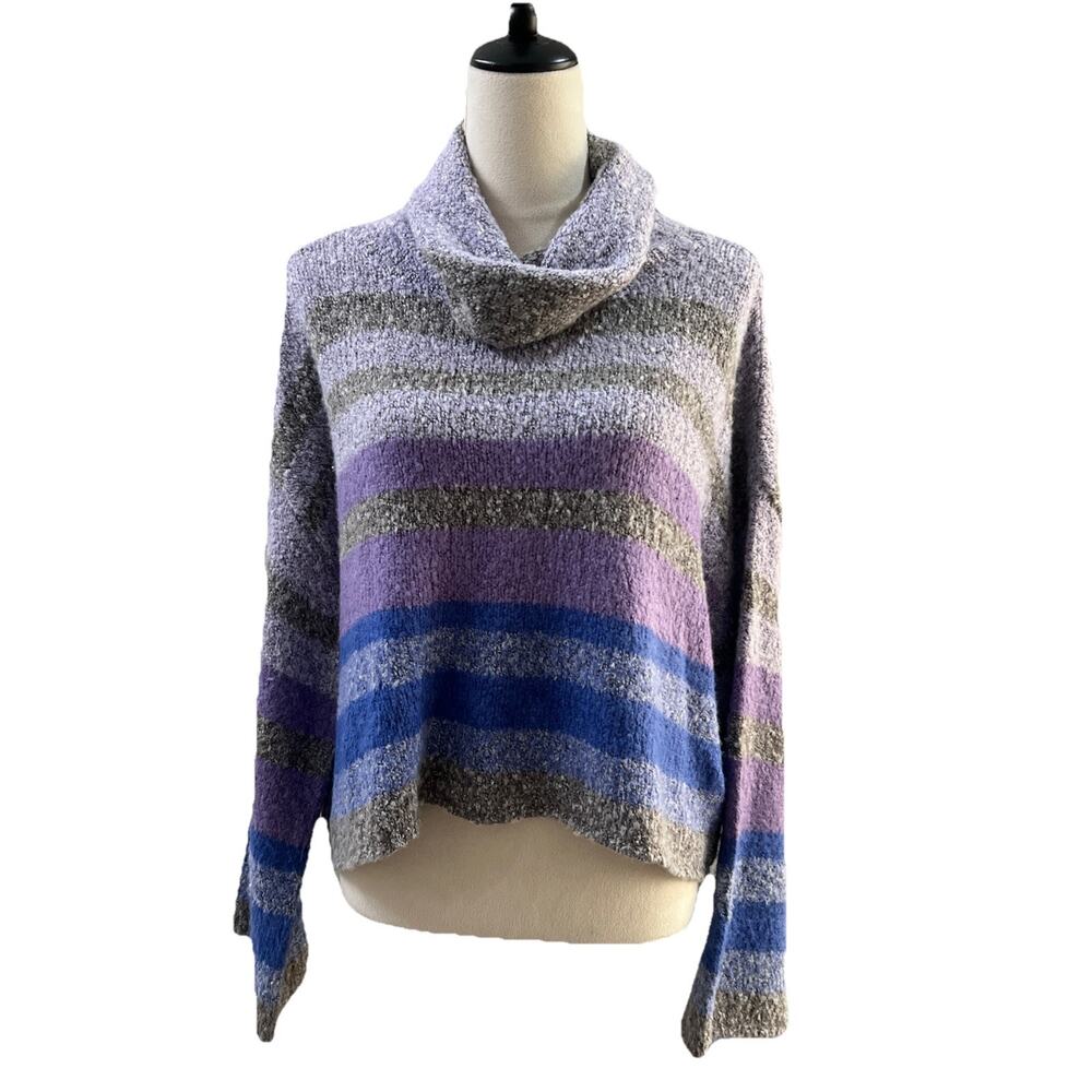 Sincerely Jules Sweater New Women Med Multicolor Knit Cowl Neck Cropped Pullover